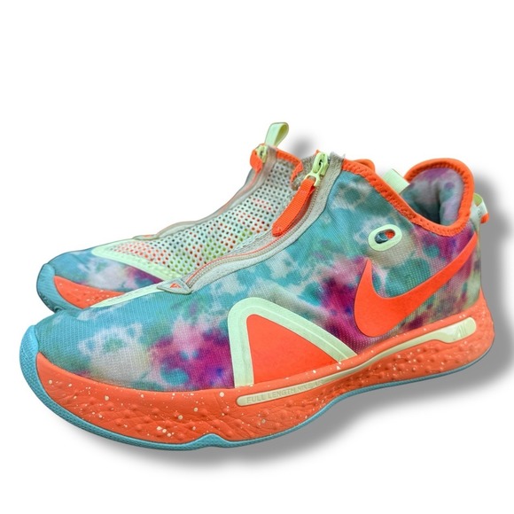 Nike PG 4 Basketball Shoes Mens Size 11.5 Multi-Color Tie-Dye Air Strobel - Picture 1 of 10